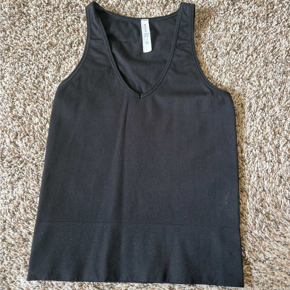 Athleta AURORA Black Ribbed V-Neck Tank